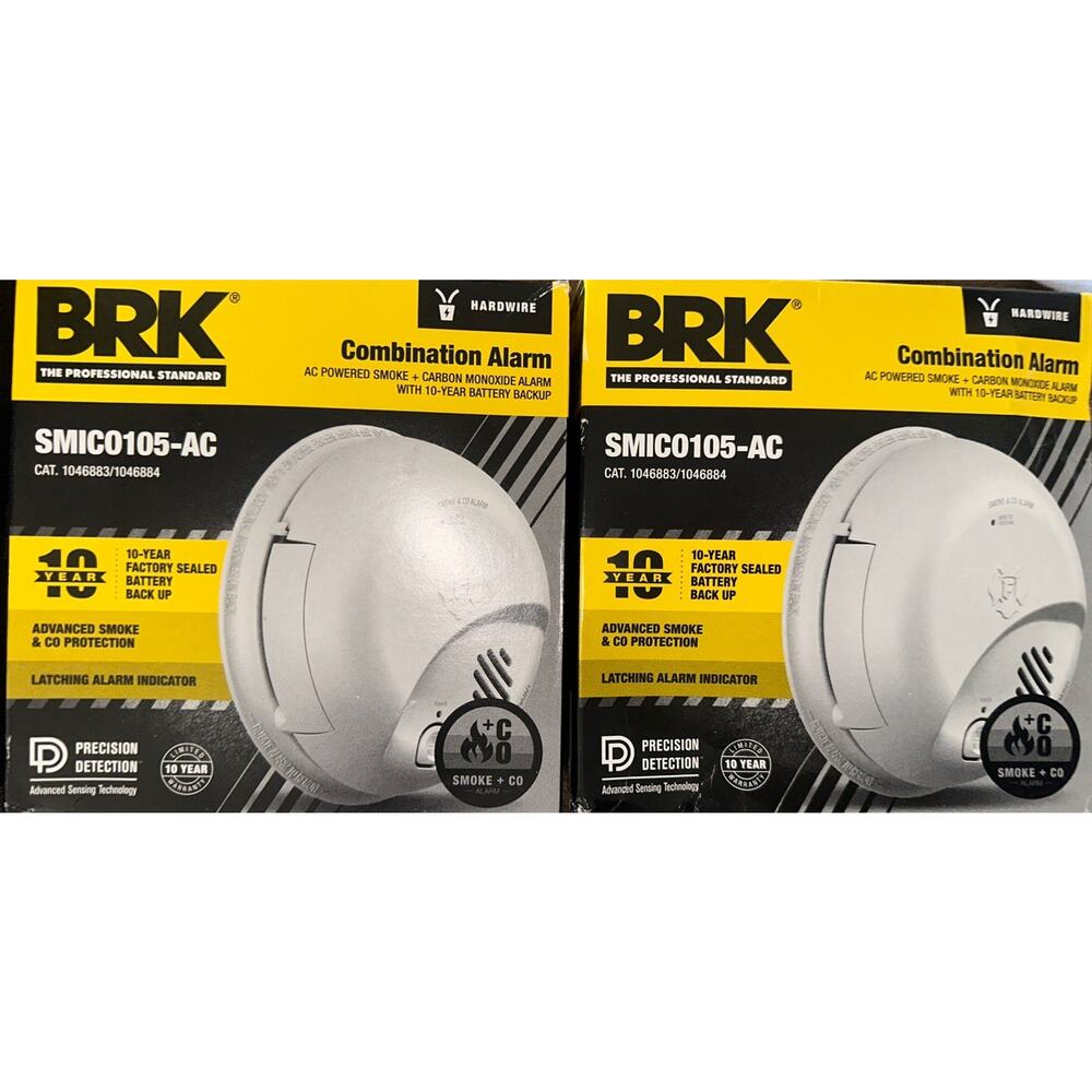 BRK 10-Year Battery, Hardwired SMICO105-AC Smoke Alarm PACK OF 2